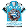 Claus Shark Strikes Personalized Family Matching Mermaid Dress and Hawaiian Shirt Christmas Rugby League Spirit - Aussie Hoodie