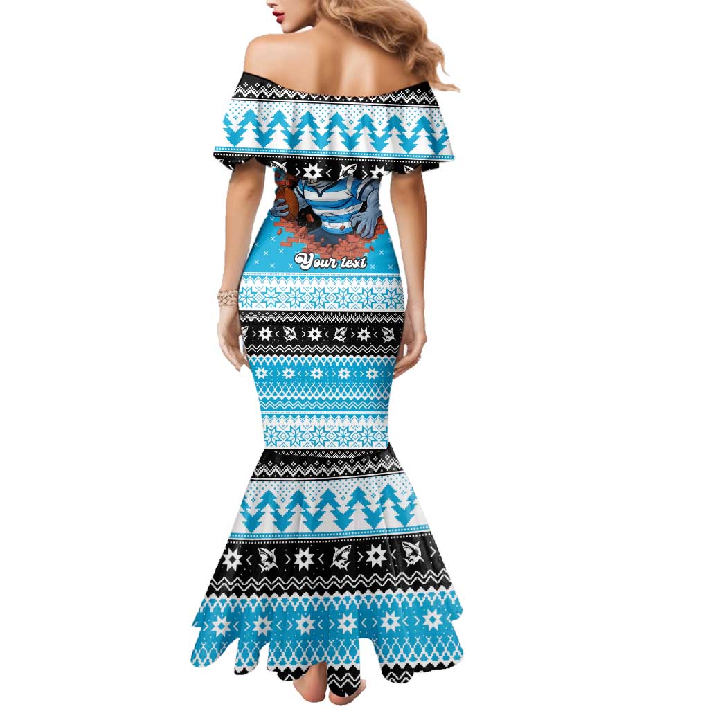 Claus Shark Strikes Personalized Family Matching Mermaid Dress and Hawaiian Shirt Christmas Rugby League Spirit - Aussie Hoodie