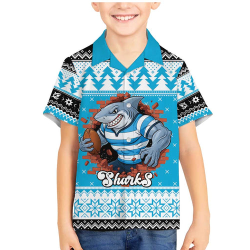 Claus Shark Strikes Personalized Family Matching Mermaid Dress and Hawaiian Shirt Christmas Rugby League Spirit - Aussie Hoodie