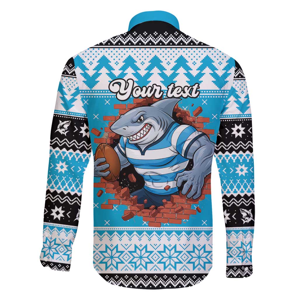 Claus Shark Strikes Personalized Family Matching Off Shoulder Maxi Dress and Hawaiian Shirt Christmas Rugby League Spirit - Aussie Hoodie
