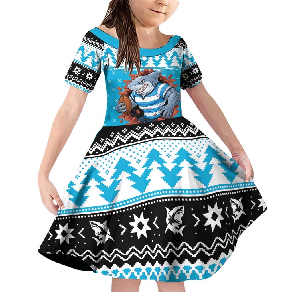Claus Shark Strikes Personalized Family Matching Off Shoulder Short Dress and Hawaiian Shirt Christmas Rugby League Spirit - Aussie Hoodie