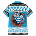 Claus Shark Strikes Personalized Family Matching Off Shoulder Short Dress and Hawaiian Shirt Christmas Rugby League Spirit - Aussie Hoodie