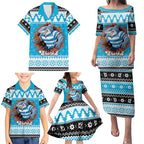 Claus Shark Strikes Personalized Family Matching Puletasi and Hawaiian Shirt Christmas Rugby League Spirit - Aussie Hoodie