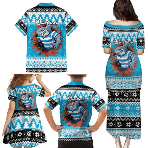 Claus Shark Strikes Personalized Family Matching Puletasi and Hawaiian Shirt Christmas Rugby League Spirit - Aussie Hoodie