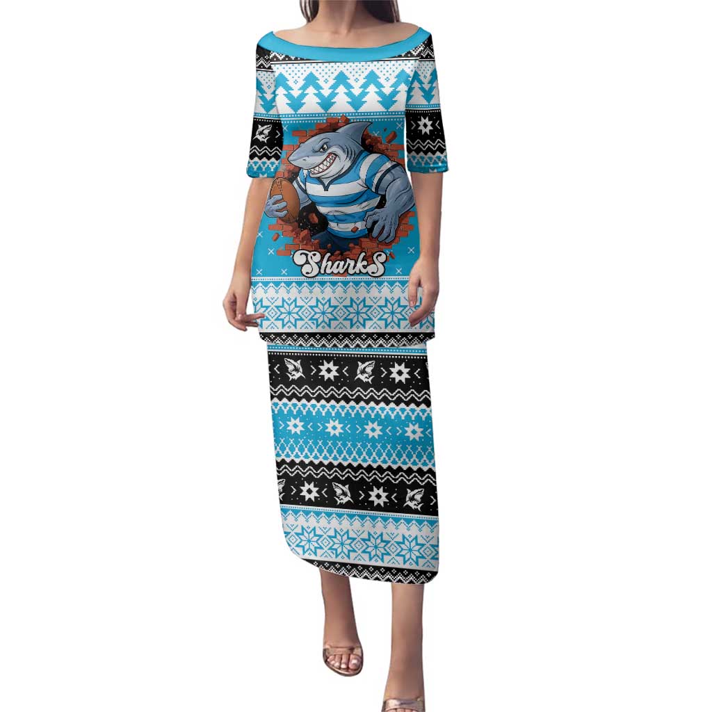 Claus Shark Strikes Personalized Family Matching Puletasi and Hawaiian Shirt Christmas Rugby League Spirit - Aussie Hoodie