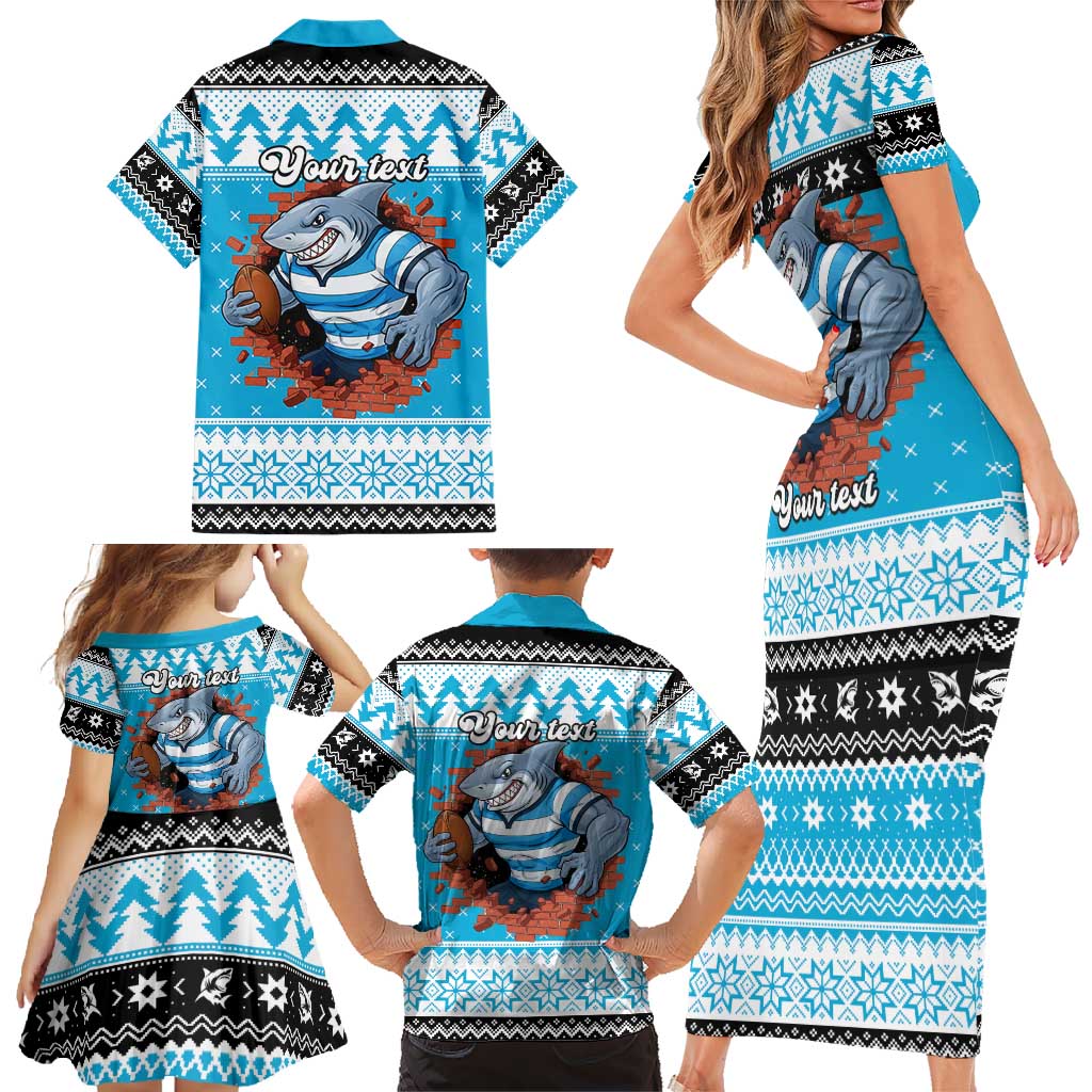 Claus Shark Strikes Personalized Family Matching Short Sleeve Bodycon Dress and Hawaiian Shirt Christmas Rugby League Spirit - Aussie Hoodie