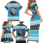 Claus Shark Strikes Personalized Family Matching Short Sleeve Bodycon Dress and Hawaiian Shirt Christmas Rugby League Spirit - Aussie Hoodie
