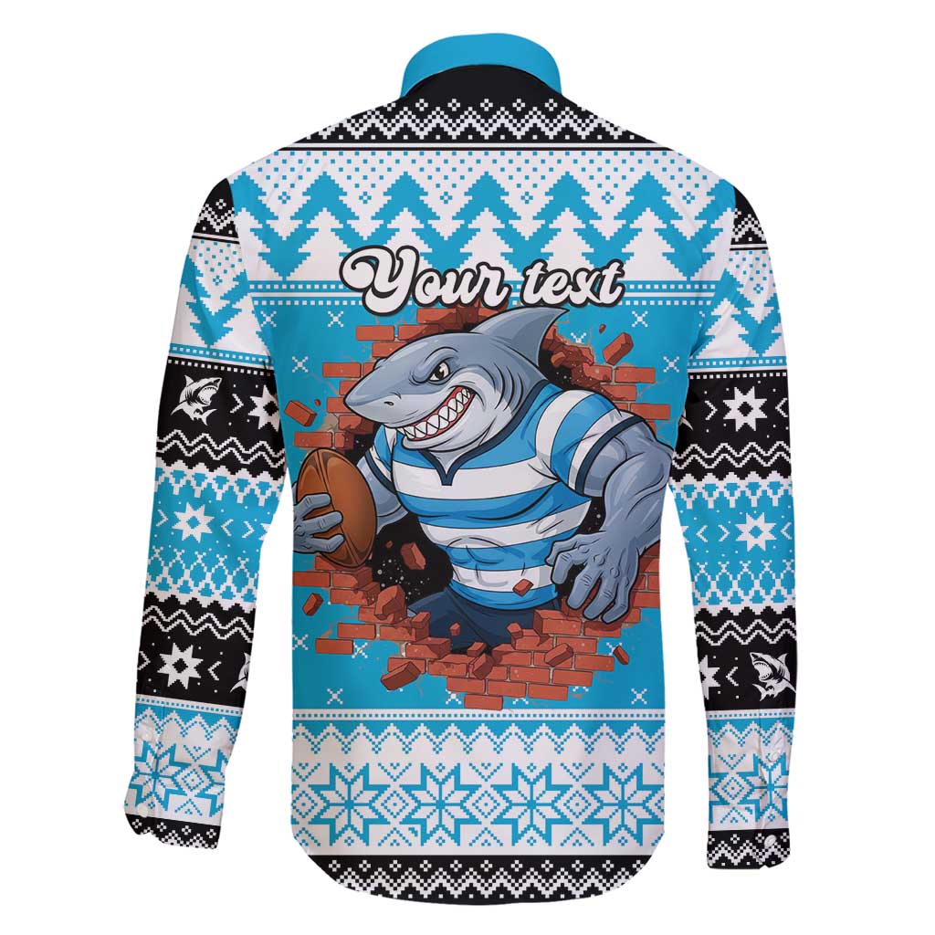 Claus Shark Strikes Personalized Family Matching Short Sleeve Bodycon Dress and Hawaiian Shirt Christmas Rugby League Spirit - Aussie Hoodie