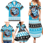 Claus Shark Strikes Personalized Family Matching Summer Maxi Dress and Hawaiian Shirt Christmas Rugby League Spirit - Aussie Hoodie