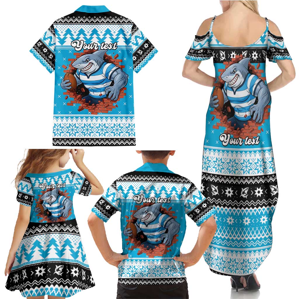 Claus Shark Strikes Personalized Family Matching Summer Maxi Dress and Hawaiian Shirt Christmas Rugby League Spirit - Aussie Hoodie