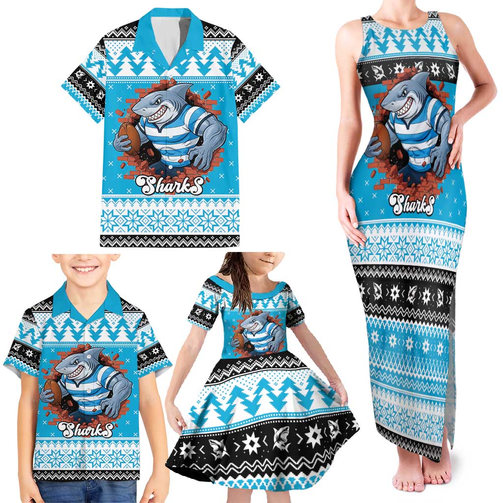 Claus Shark Strikes Personalized Family Matching Tank Maxi Dress and Hawaiian Shirt Christmas Rugby League Spirit - Aussie Hoodie