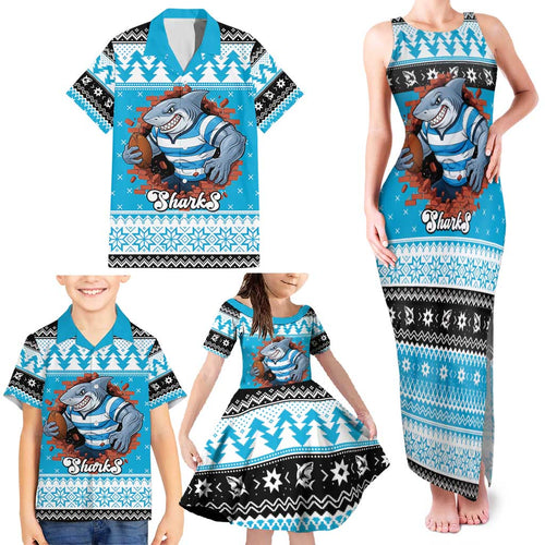 Claus Shark Strikes Personalized Family Matching Tank Maxi Dress and Hawaiian Shirt Christmas Rugby League Spirit - Aussie Hoodie