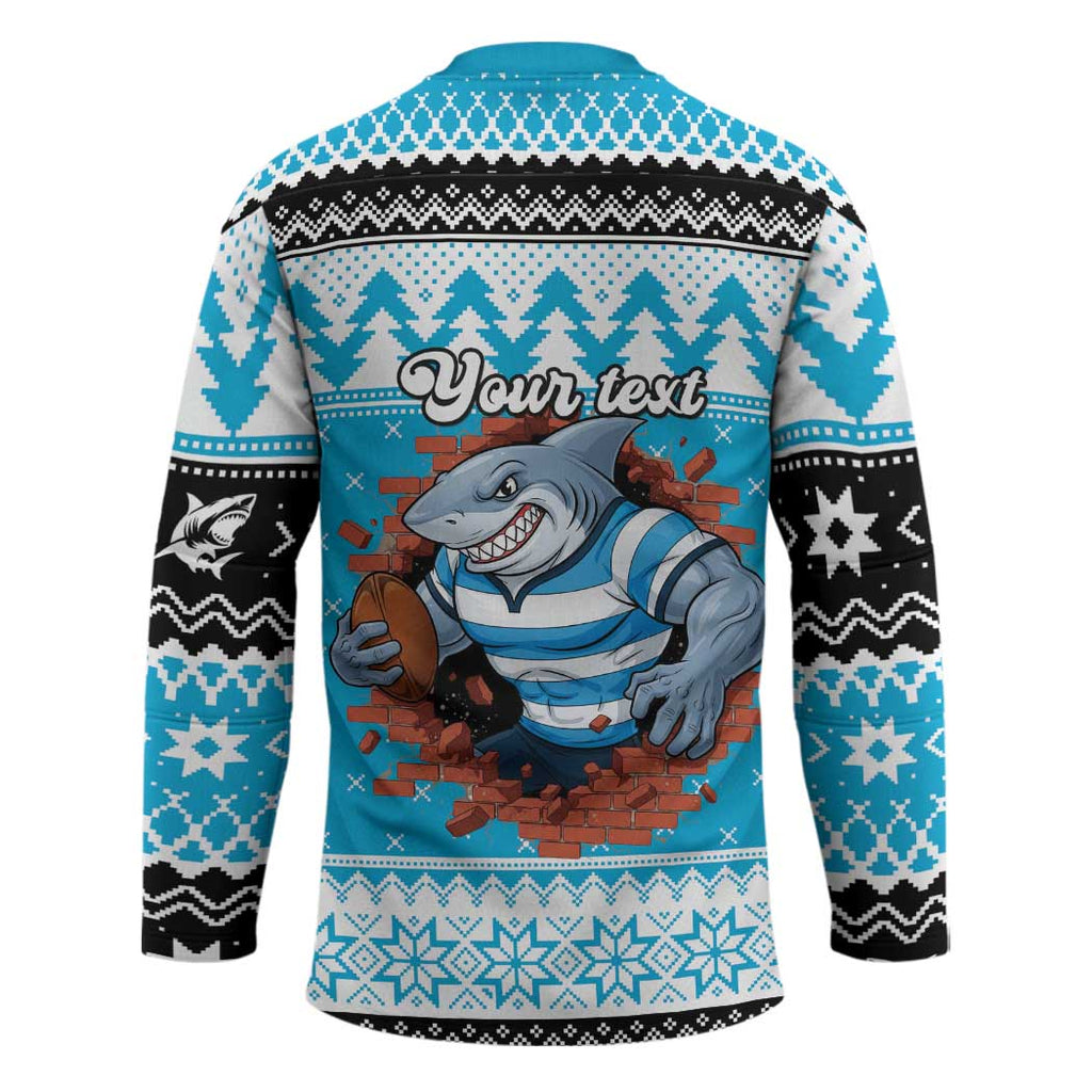 Claus Shark Strikes Personalized Hockey Jersey Christmas Rugby League Spirit - Aussie Hoodie