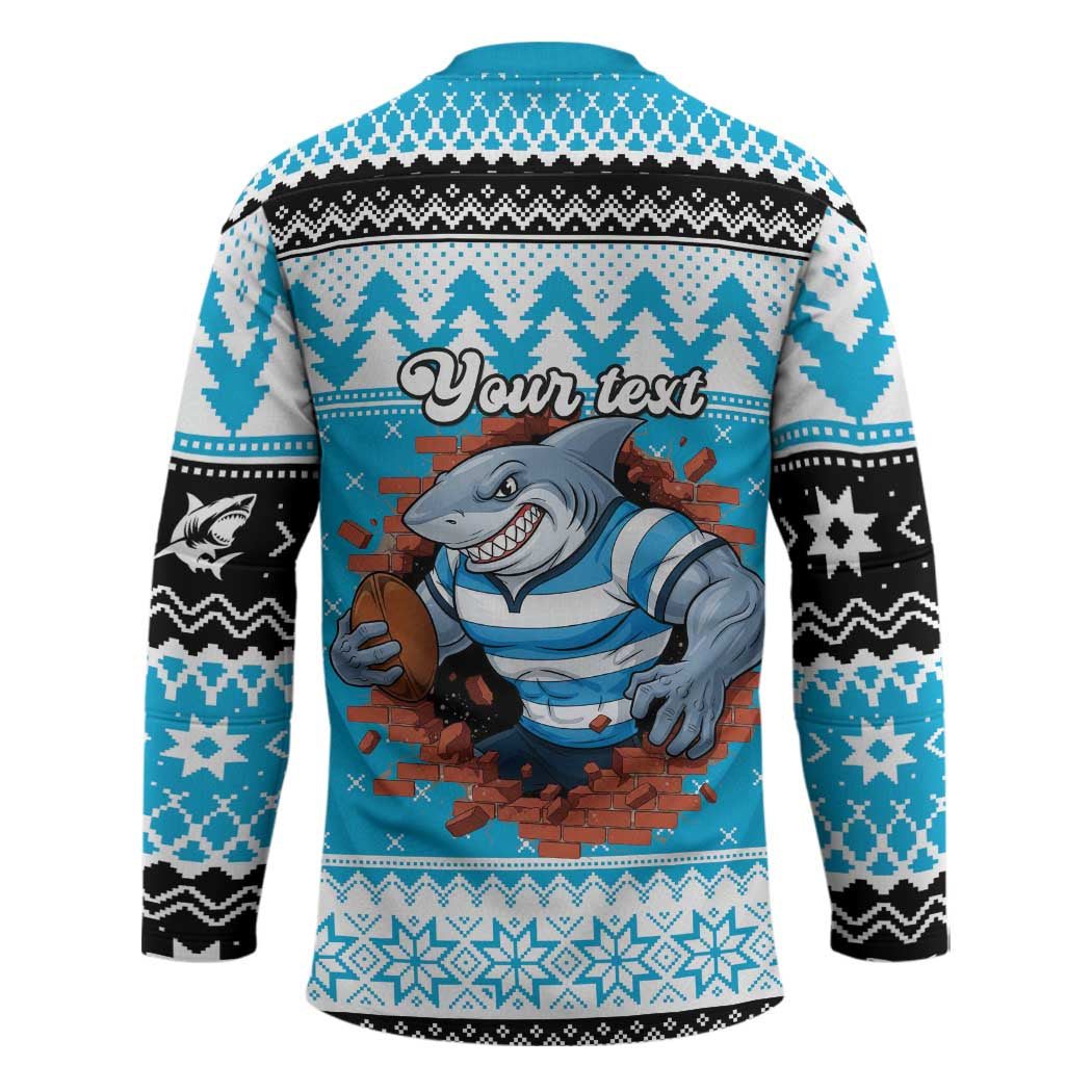 Claus Shark Strikes Personalized Hockey Jersey Christmas Rugby League Spirit - Aussie Hoodie