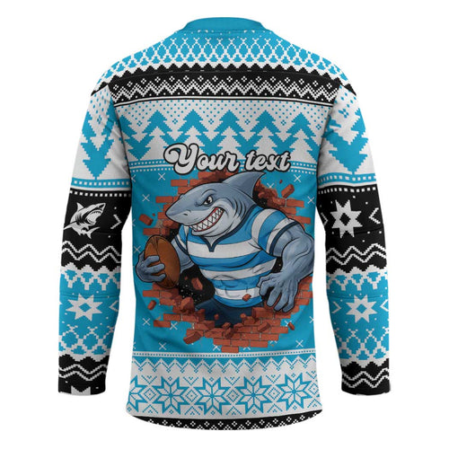 Claus Shark Strikes Personalized Hockey Jersey Christmas Rugby League Spirit - Aussie Hoodie