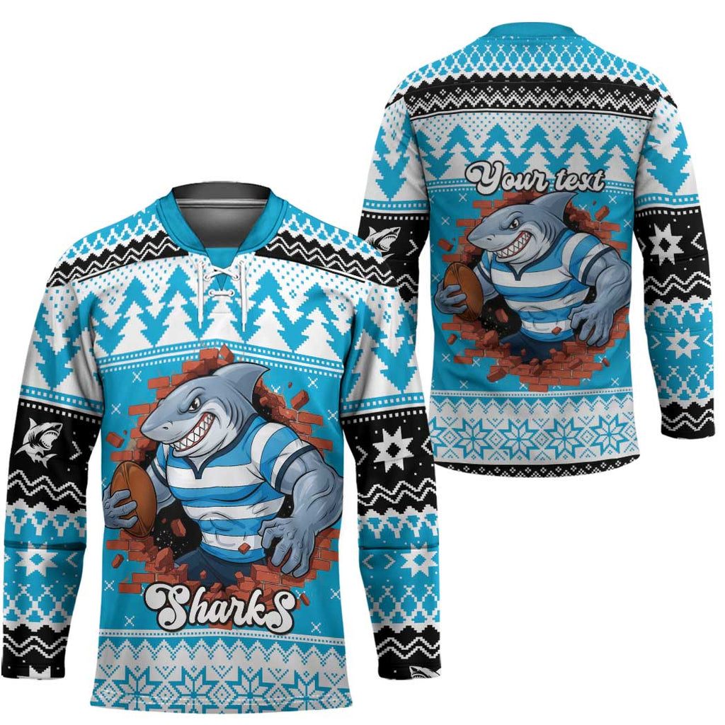 Claus Shark Strikes Personalized Hockey Jersey Christmas Rugby League Spirit - Aussie Hoodie