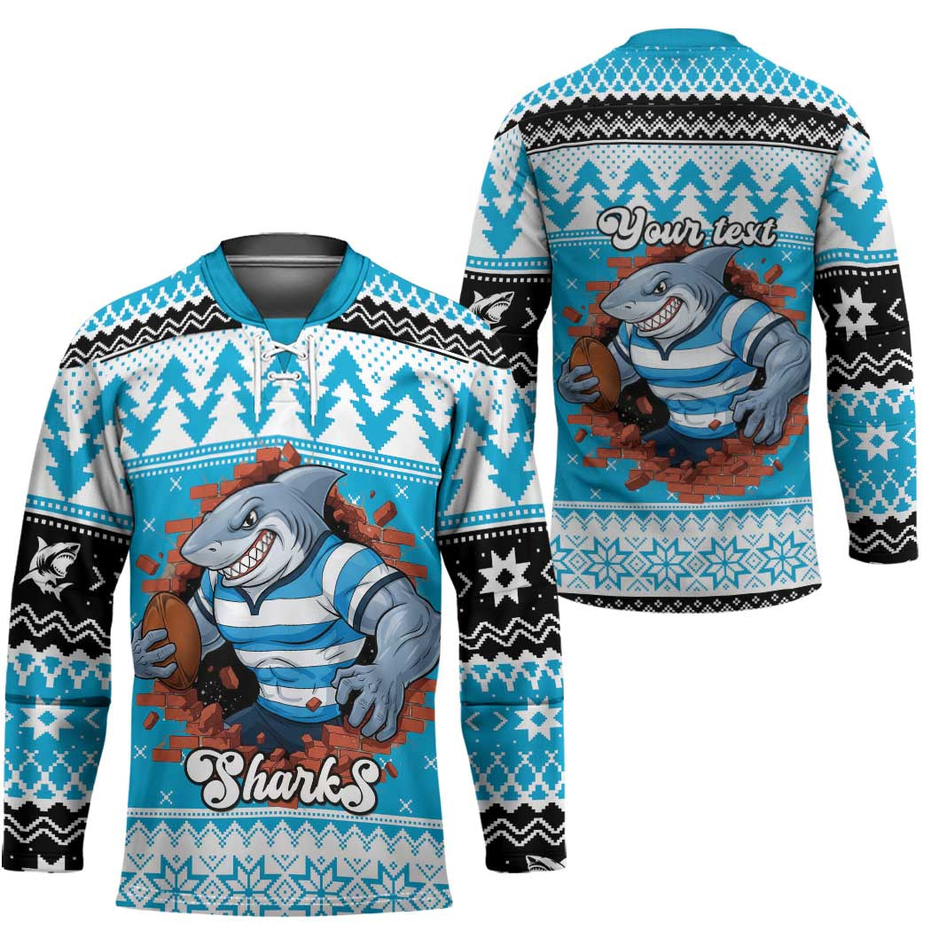 Claus Shark Strikes Personalized Hockey Jersey Christmas Rugby League Spirit - Aussie Hoodie