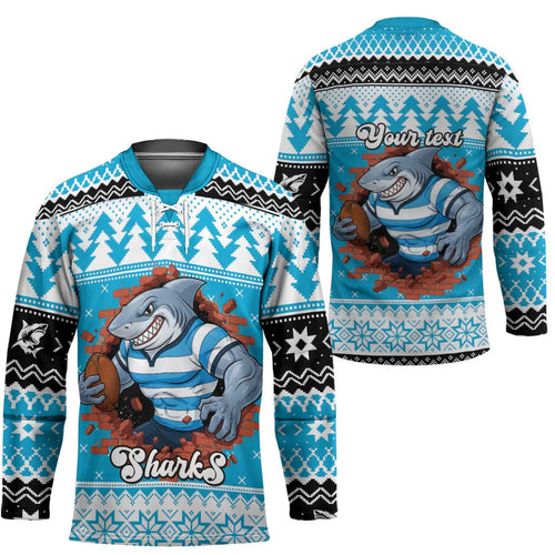 Claus Shark Strikes Personalized Hockey Jersey Christmas Rugby League Spirit - Aussie Hoodie