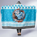 Claus Shark Strikes Personalized Hooded Blanket Christmas Rugby League Spirit - Aussie Hoodie