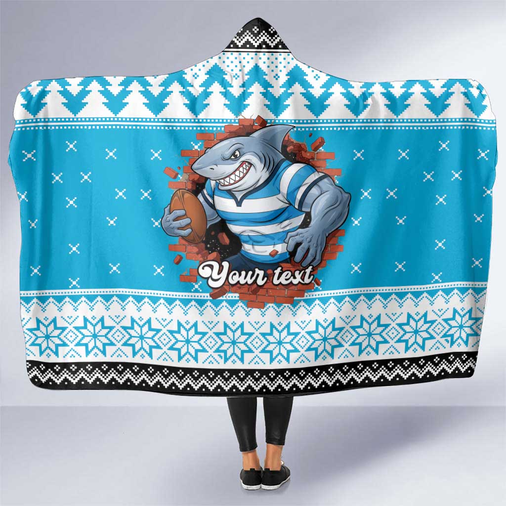 Claus Shark Strikes Personalized Hooded Blanket Christmas Rugby League Spirit - Aussie Hoodie