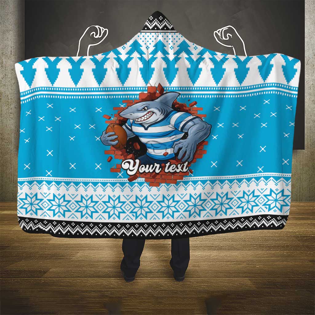 Claus Shark Strikes Personalized Hooded Blanket Christmas Rugby League Spirit - Aussie Hoodie