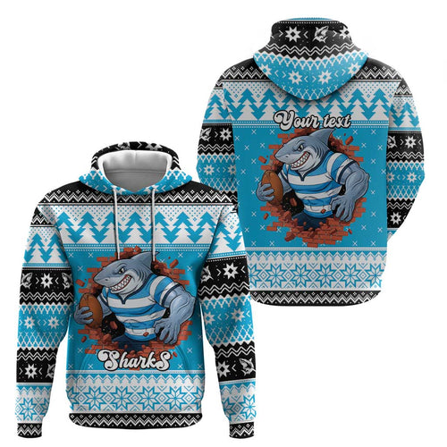 Claus Shark Strikes Personalized Hoodie Christmas Rugby League Spirit - Aussie Hoodie