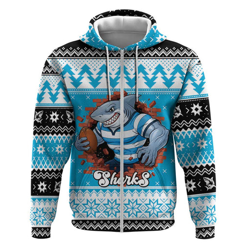 Claus Shark Strikes Personalized Hoodie Christmas Rugby League Spirit - Aussie Hoodie