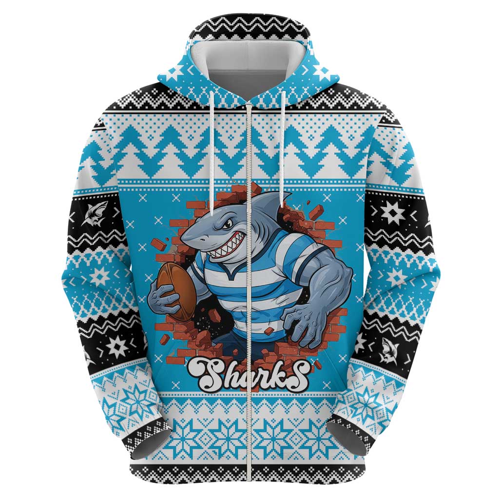 Claus Shark Strikes Personalized Hoodie Christmas Rugby League Spirit - Aussie Hoodie