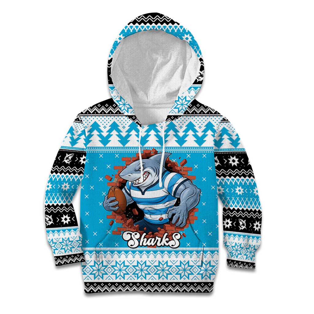 Claus Shark Strikes Personalized Kid Hoodie Christmas Rugby League Spirit - Aussie Hoodie