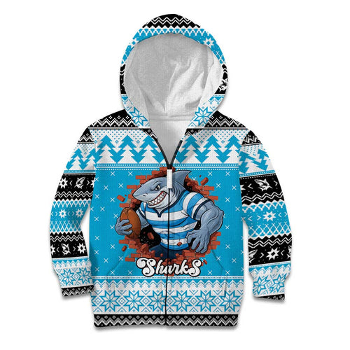 Claus Shark Strikes Personalized Kid Hoodie Christmas Rugby League Spirit - Aussie Hoodie