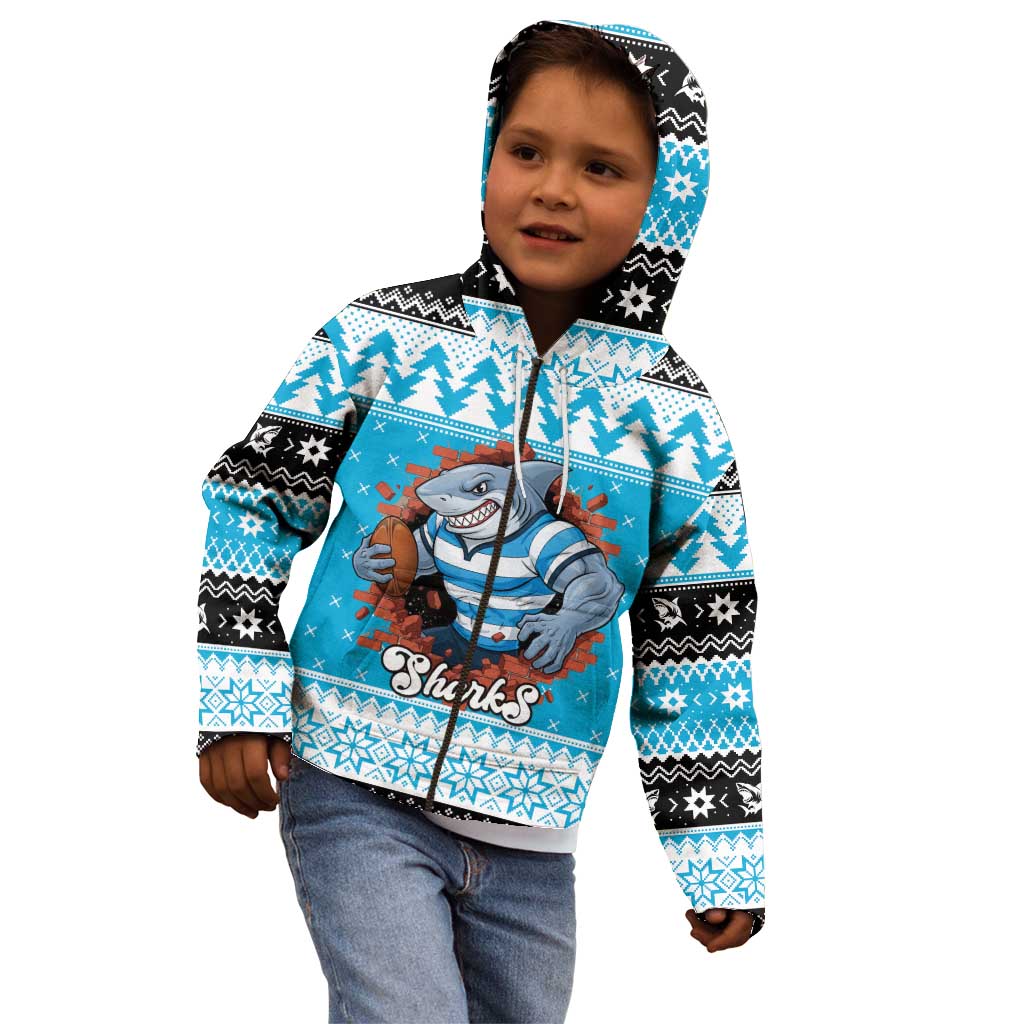 Claus Shark Strikes Personalized Kid Hoodie Christmas Rugby League Spirit - Aussie Hoodie