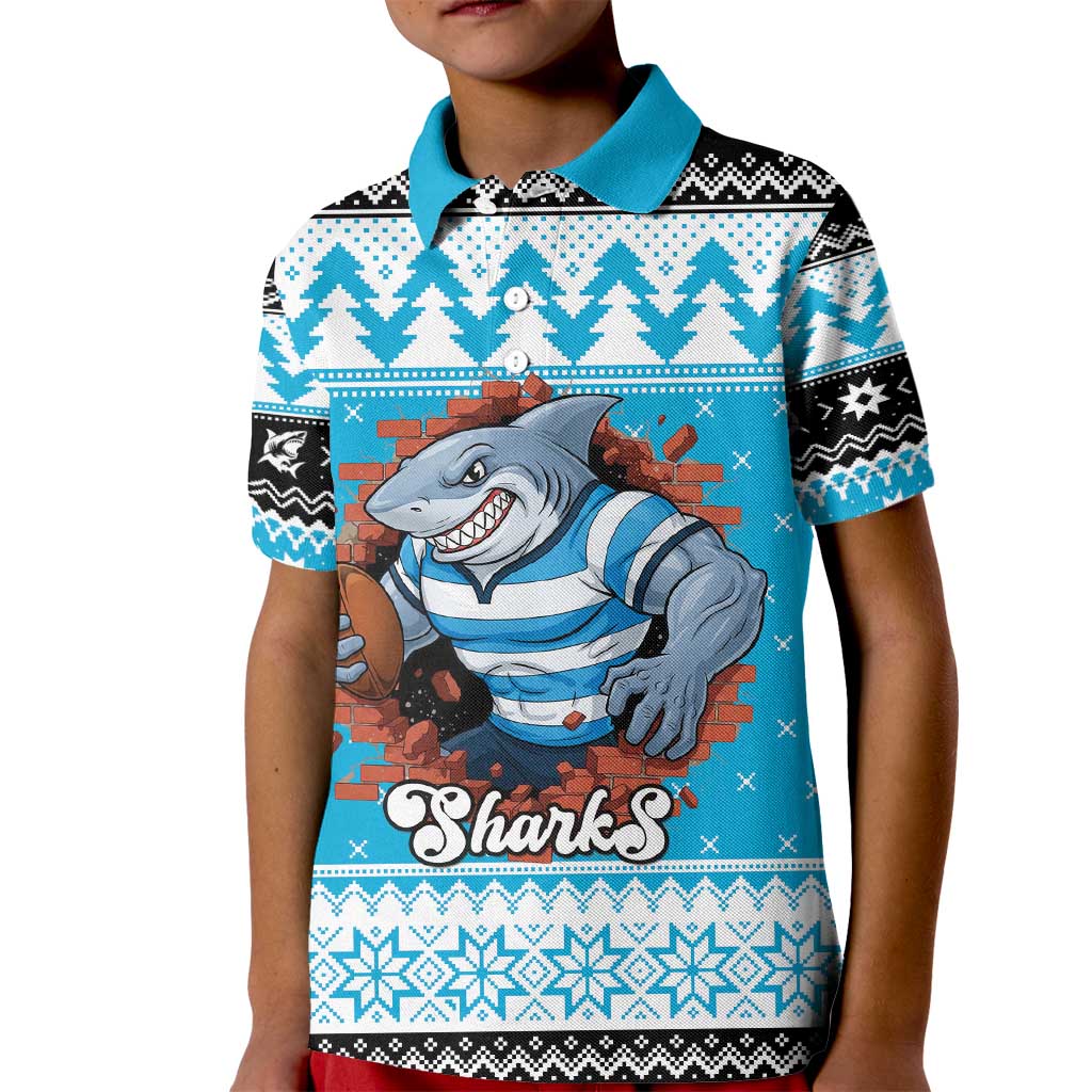 Claus Shark Strikes Personalized Kid Polo Shirt Christmas Rugby League Spirit - Aussie Hoodie