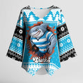Claus Shark Strikes Personalized Kimono Sleeve Blouse Christmas Rugby League Spirit - Aussie Hoodie