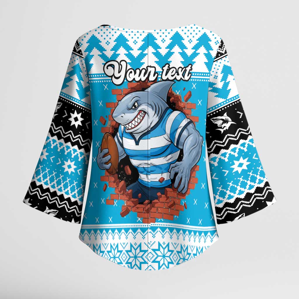 Claus Shark Strikes Personalized Kimono Sleeve Blouse Christmas Rugby League Spirit - Aussie Hoodie