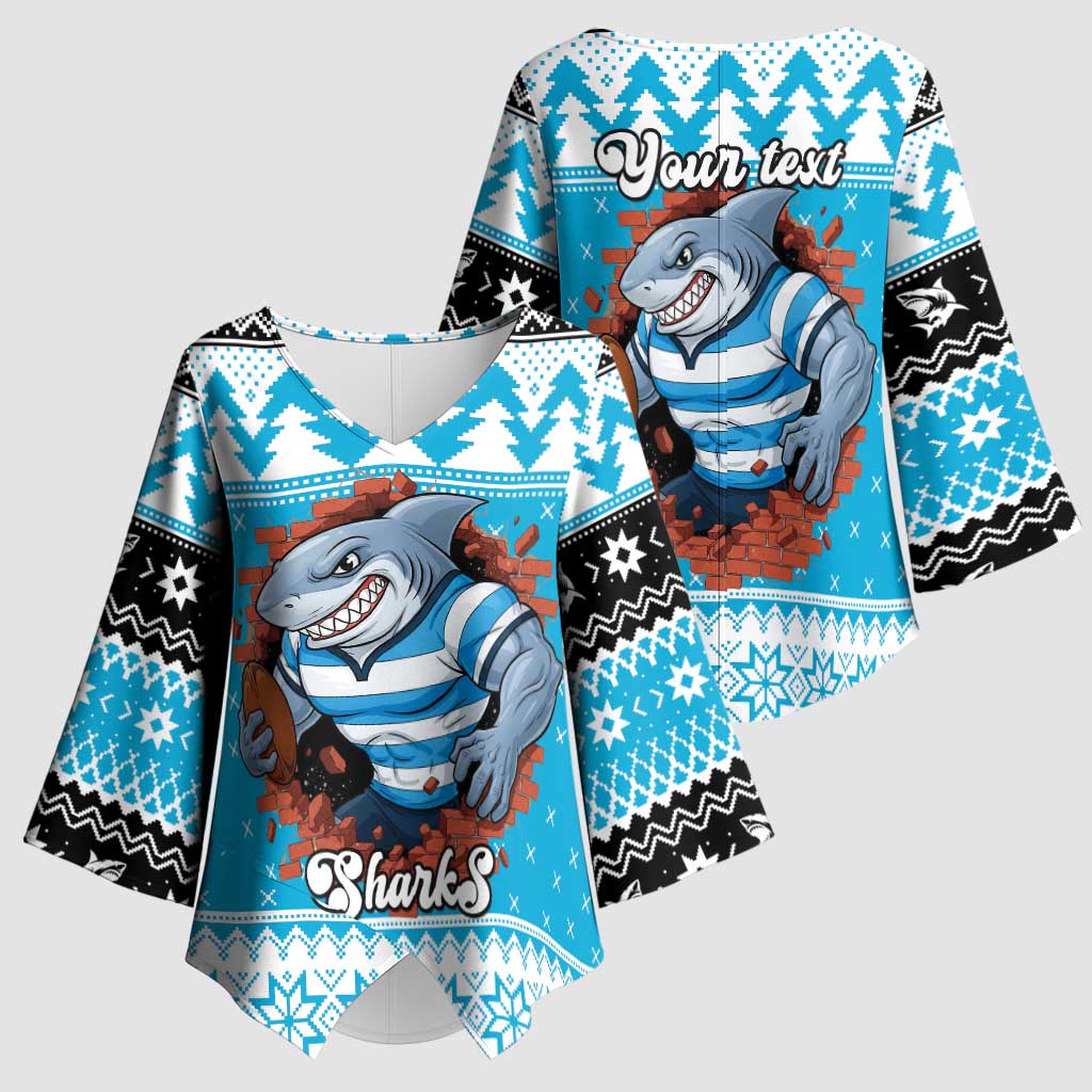 Claus Shark Strikes Personalized Kimono Sleeve Blouse Christmas Rugby League Spirit - Aussie Hoodie