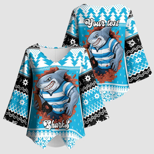 Claus Shark Strikes Personalized Kimono Sleeve Blouse Christmas Rugby League Spirit - Aussie Hoodie