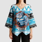 Claus Shark Strikes Personalized Kimono Sleeve Blouse Christmas Rugby League Spirit - Aussie Hoodie