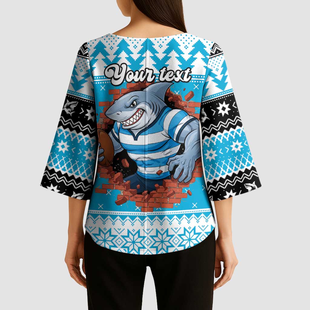 Claus Shark Strikes Personalized Kimono Sleeve Blouse Christmas Rugby League Spirit - Aussie Hoodie