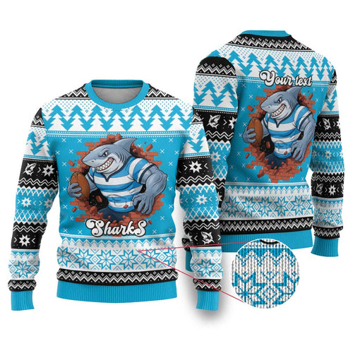 Claus Shark Strikes Personalized Ugly Christmas Sweater Christmas Rugby League Spirit - Aussie Hoodie