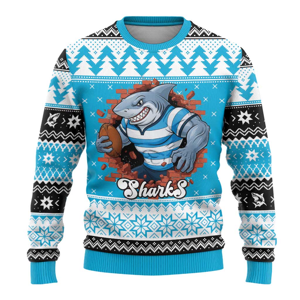 Claus Shark Strikes Personalized Ugly Christmas Sweater Christmas Rugby League Spirit - Aussie Hoodie