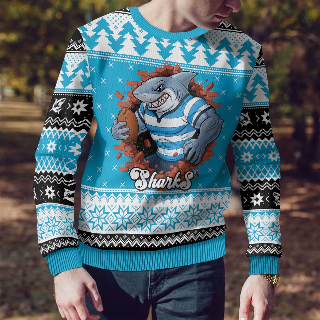 Claus Shark Strikes Personalized Ugly Christmas Sweater Christmas Rugby League Spirit - Aussie Hoodie