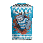 Claus Shark Strikes Personalized Christmas Knitted V-Neck Vest Christmas Rugby League Spirit - Aussie Hoodie