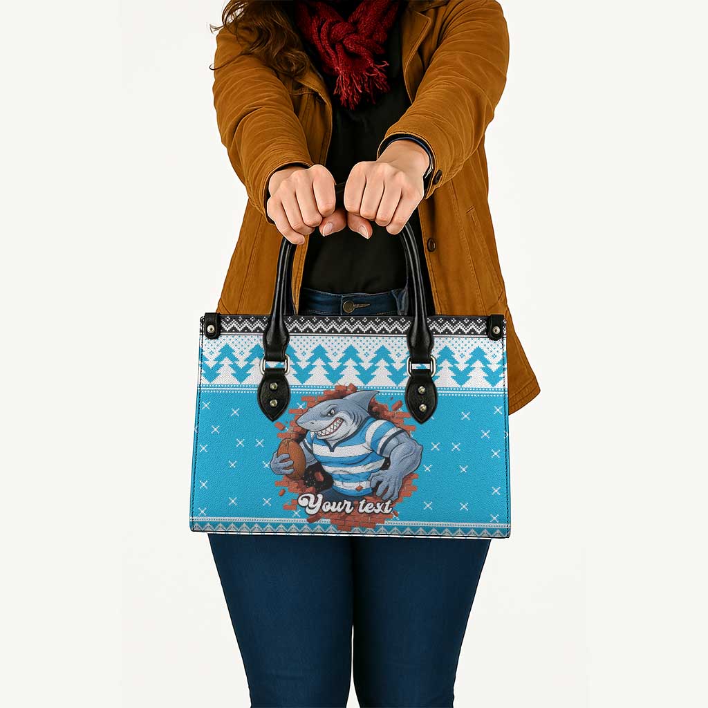 Claus Shark Strikes Personalized Leather Bag Christmas Rugby League Spirit - Aussie Hoodie