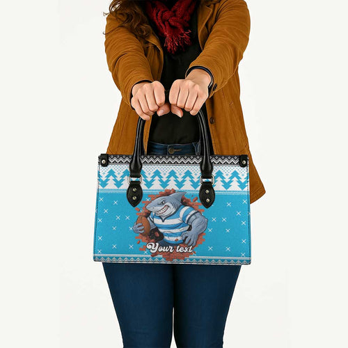 Claus Shark Strikes Personalized Leather Bag Christmas Rugby League Spirit - Aussie Hoodie