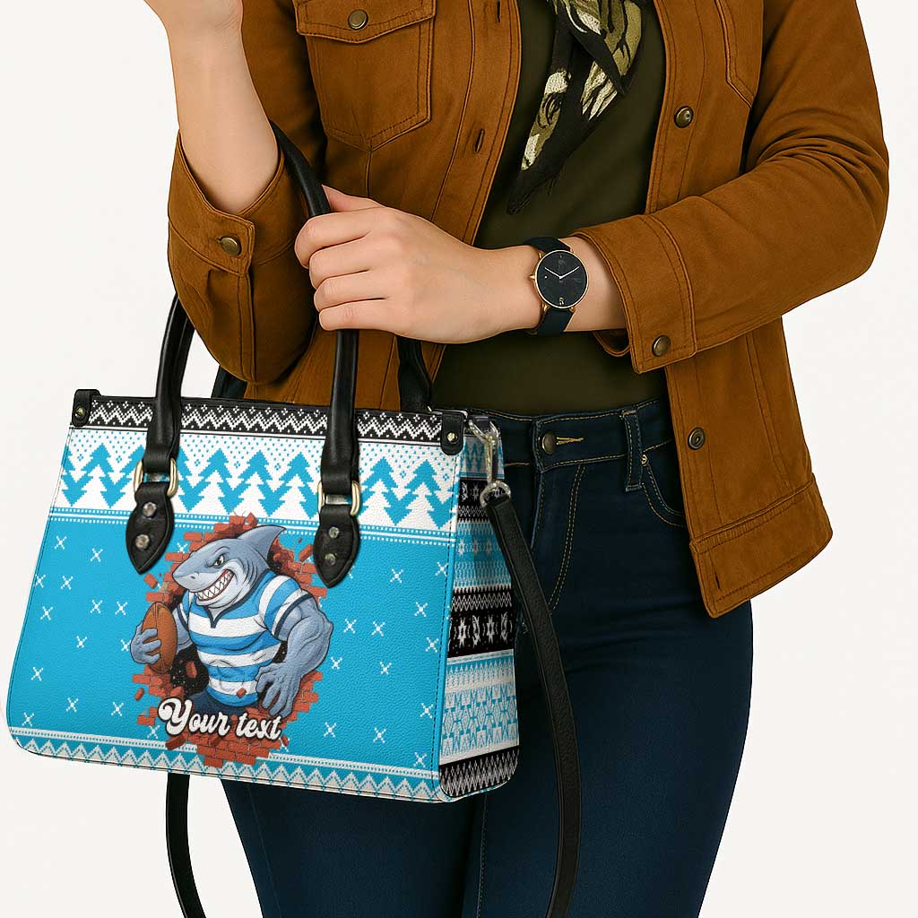 Claus Shark Strikes Personalized Leather Bag Christmas Rugby League Spirit - Aussie Hoodie