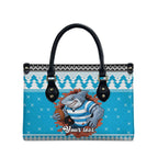 Claus Shark Strikes Personalized Leather Bag Christmas Rugby League Spirit - Aussie Hoodie