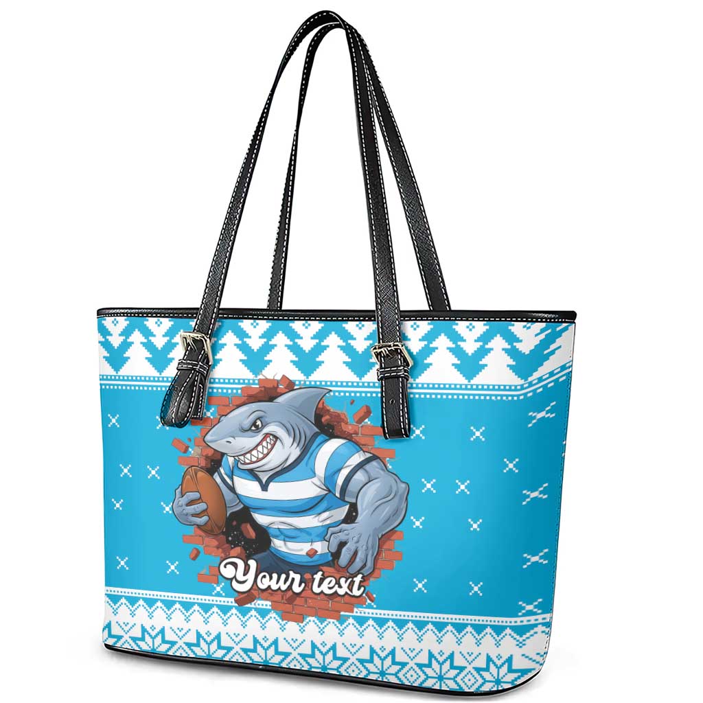 Claus Shark Strikes Personalized Leather Tote Bag Christmas Rugby League Spirit - Aussie Hoodie