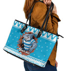 Claus Shark Strikes Personalized Leather Tote Bag Christmas Rugby League Spirit - Aussie Hoodie