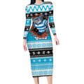 Claus Shark Strikes Personalized Long Sleeve Bodycon Dress Christmas Rugby League Spirit - Aussie Hoodie