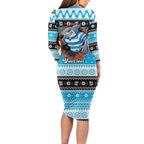Claus Shark Strikes Personalized Long Sleeve Bodycon Dress Christmas Rugby League Spirit - Aussie Hoodie
